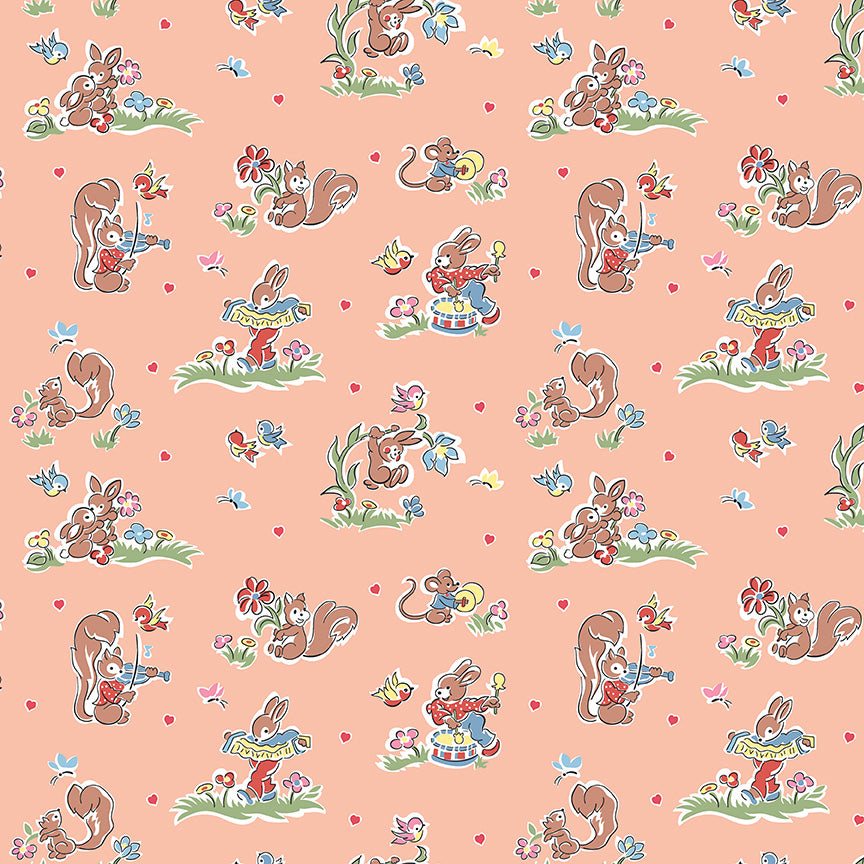 pattern main apricot from the Love Notes collection by Lindsay Wilkes of the Cottage Mama for Riley Blake Designs. 