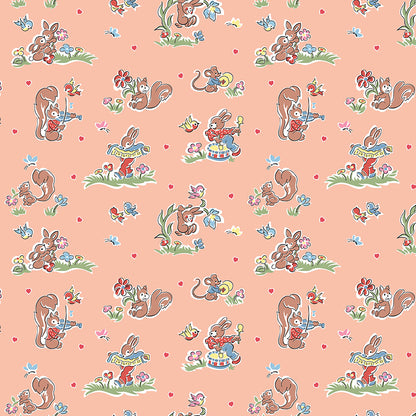 pattern main apricot from the Love Notes collection by Lindsay Wilkes of the Cottage Mama for Riley Blake Designs. 