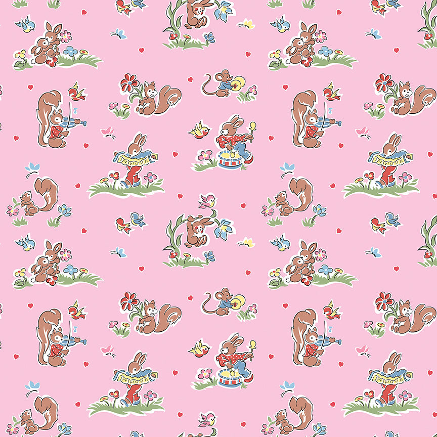 pattern main pink from the Love Notes collection by Lindsay Wilkes of the Cottage Mama for Riley Blake Designs. 