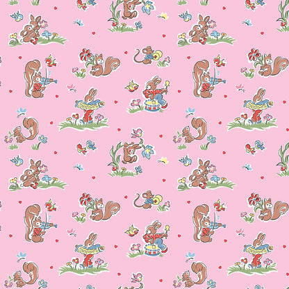 pattern main pink from the Love Notes collection by Lindsay Wilkes of the Cottage Mama for Riley Blake Designs. 