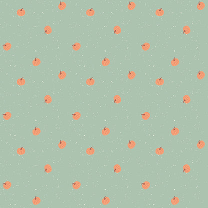 Pattern from the fabric collection The Apothecary, the one shown is Pumpkin Toss (backgrounds in Marmalade, Mint, Rust): A small-scale, tossed pattern of fall pumpkins, ideal for background or piecing. Designed by Amber Elliot of Alderwood Studio for Riley Blake Designs, is a whimsical, "witchy" fall collection inspired by vintage apothecary shops.