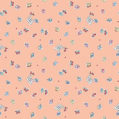 pattern songbirds apricot from the Love Notes collection by Lindsay Wilkes of the Cottage Mama for Riley Blake Designs. 