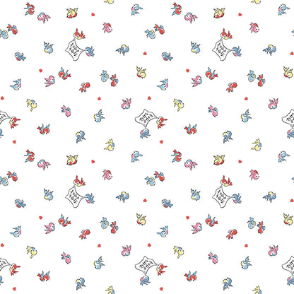 pattern songbirds white from the Love Notes collection by Lindsay Wilkes of the Cottage Mama for Riley Blake Designs. 