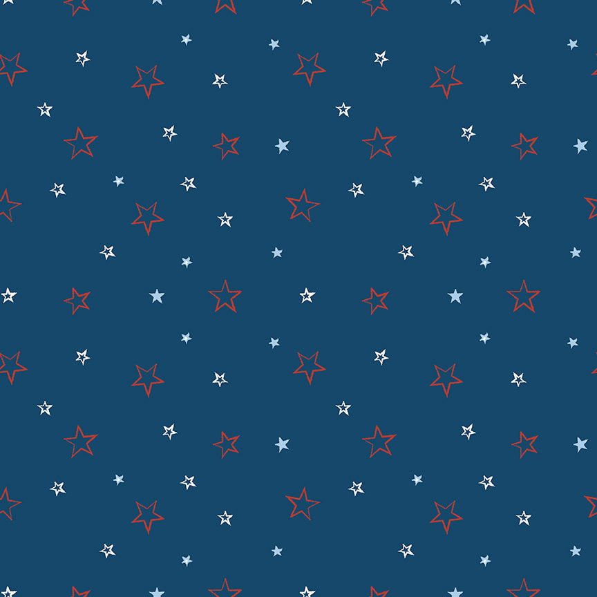 pattern stars blue and red from american honor fabric collection 
