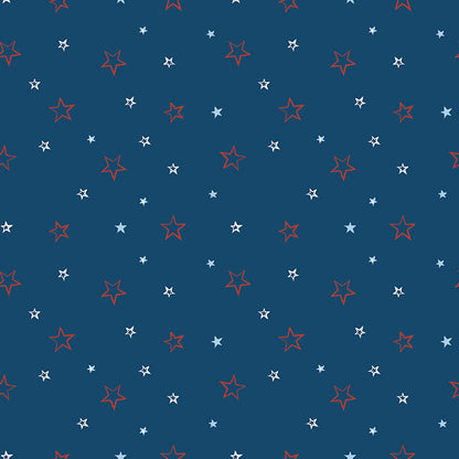 pattern stars blue and red from american honor fabric collection 