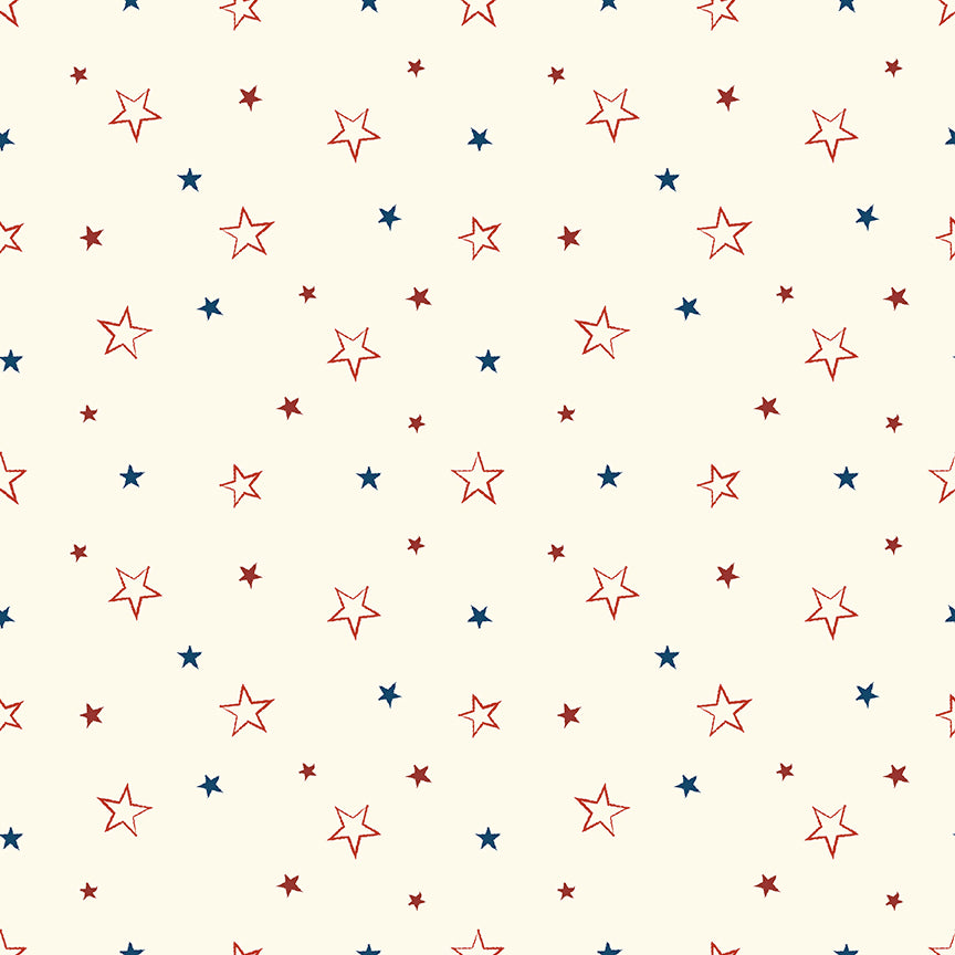 pattern stars creme and red from american honor fabric collection 