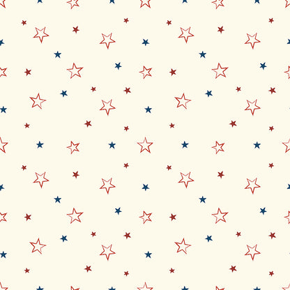 pattern stars creme and red from american honor fabric collection 