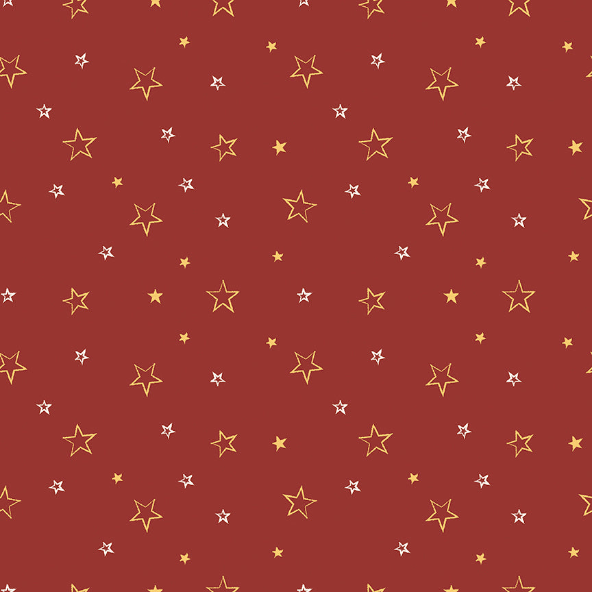 pattern stars red and gold from american honor fabric collection 