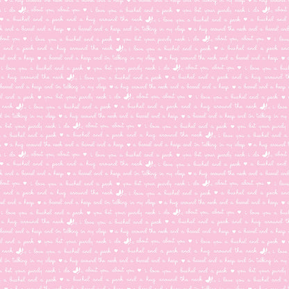 pattern text pink from the Love Notes collection by Lindsay Wilkes of the Cottage Mama for Riley Blake 