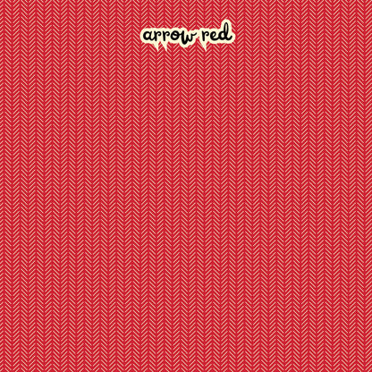 100% cotton fabric collection Radiant Ruby. This  one is patterned arrows in white /cloud on a red background. Collection is a vibrant "showstopper in scarlet" a two-tone collection which uses only "Schoolhouse" (red) and "Cloud" (off-white) to create a striking aesthetic inspired by the brilliance of a ruby gemstone.  