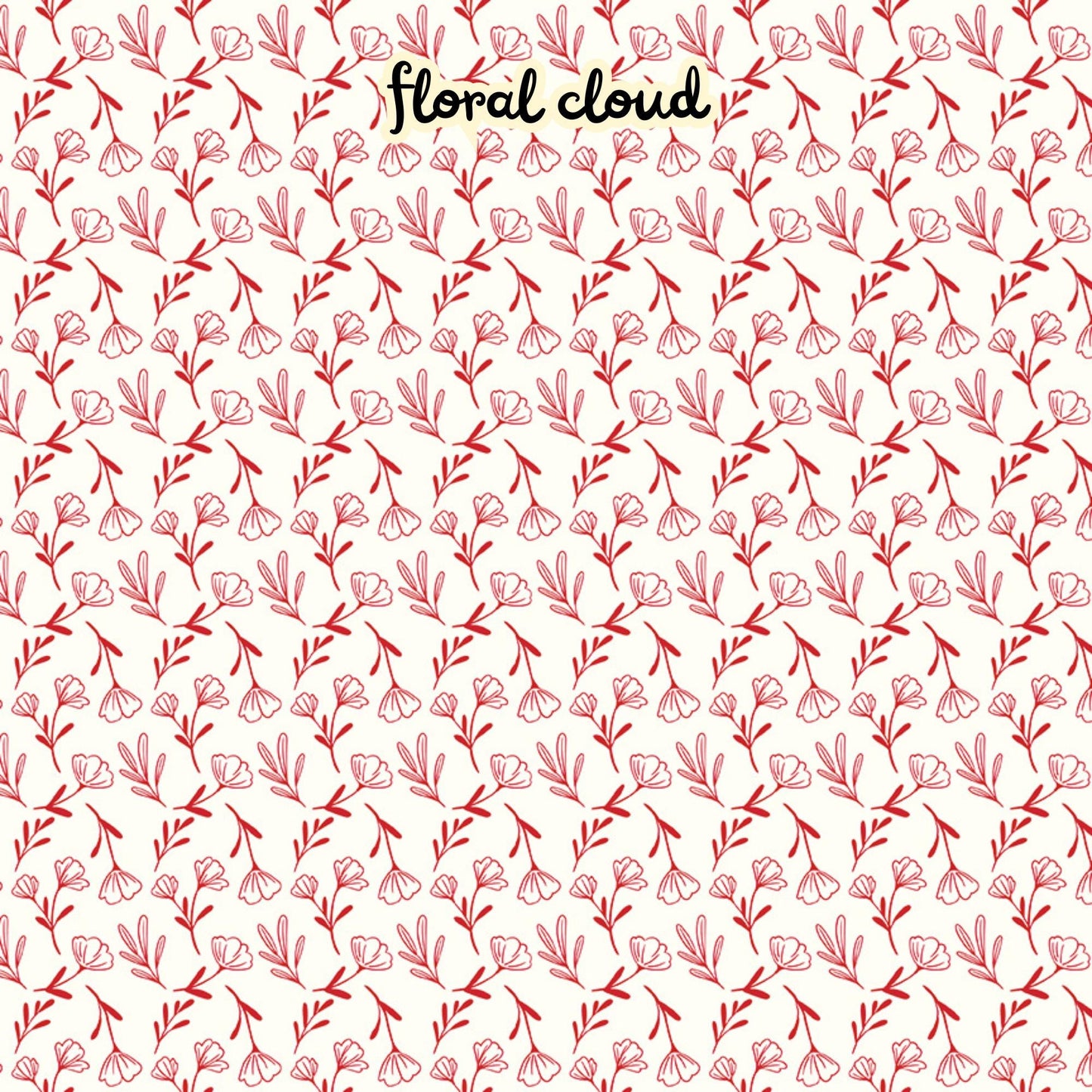 100% cotton fabric collection Radiant Ruby. This pattern is a delicate toss of small floral motifs in red on a cloud-white background. Collection is a vibrant "showstopper in scarlet" a two-tone collection which uses only "Schoolhouse" (red) and "Cloud" (off-white) to create a striking aesthetic inspired by the brilliance of a ruby gemstone.  