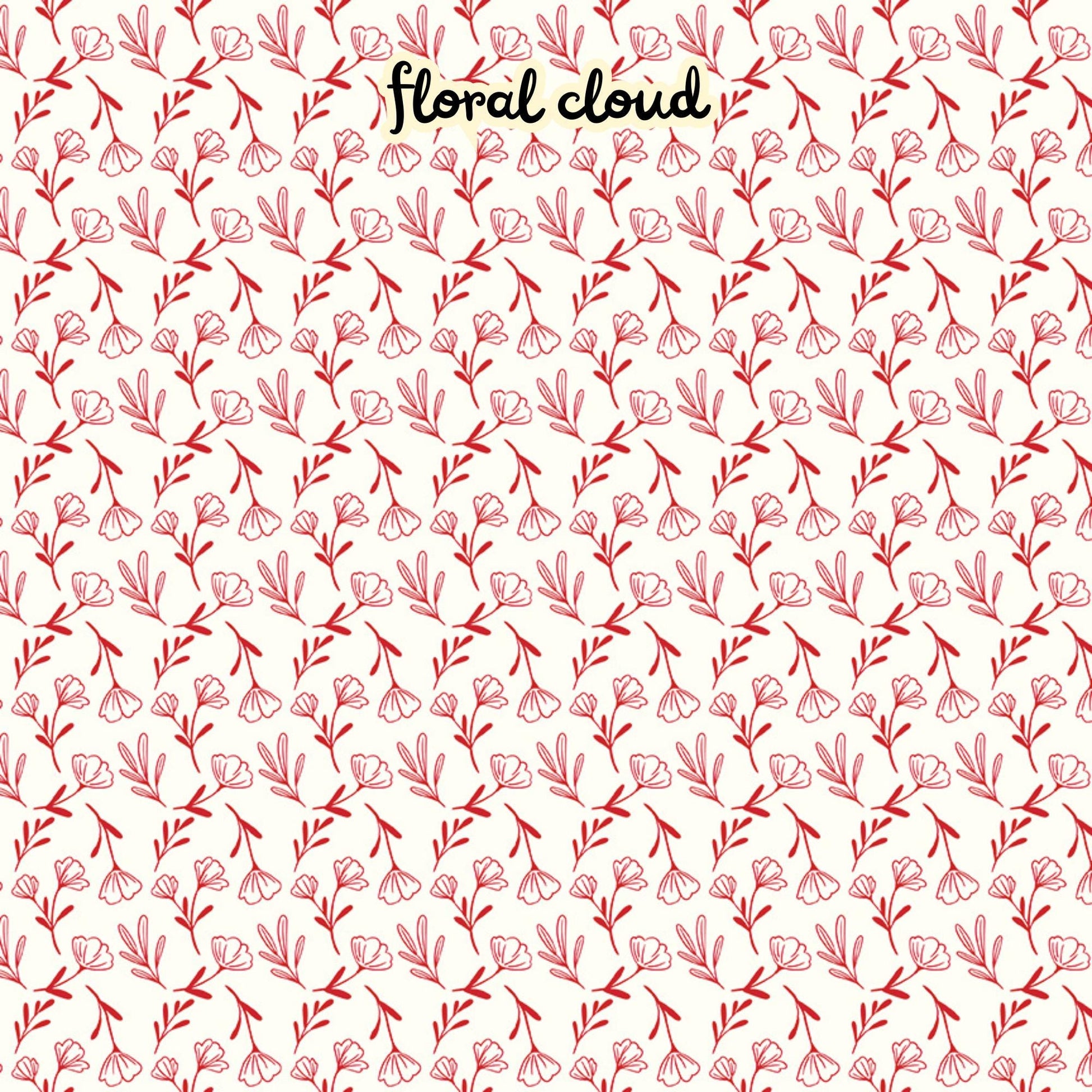 100% cotton fabric collection Radiant Ruby. This pattern is a delicate toss of small floral motifs in red on a cloud-white background. Collection is a vibrant "showstopper in scarlet" a two-tone collection which uses only "Schoolhouse" (red) and "Cloud" (off-white) to create a striking aesthetic inspired by the brilliance of a ruby gemstone.  