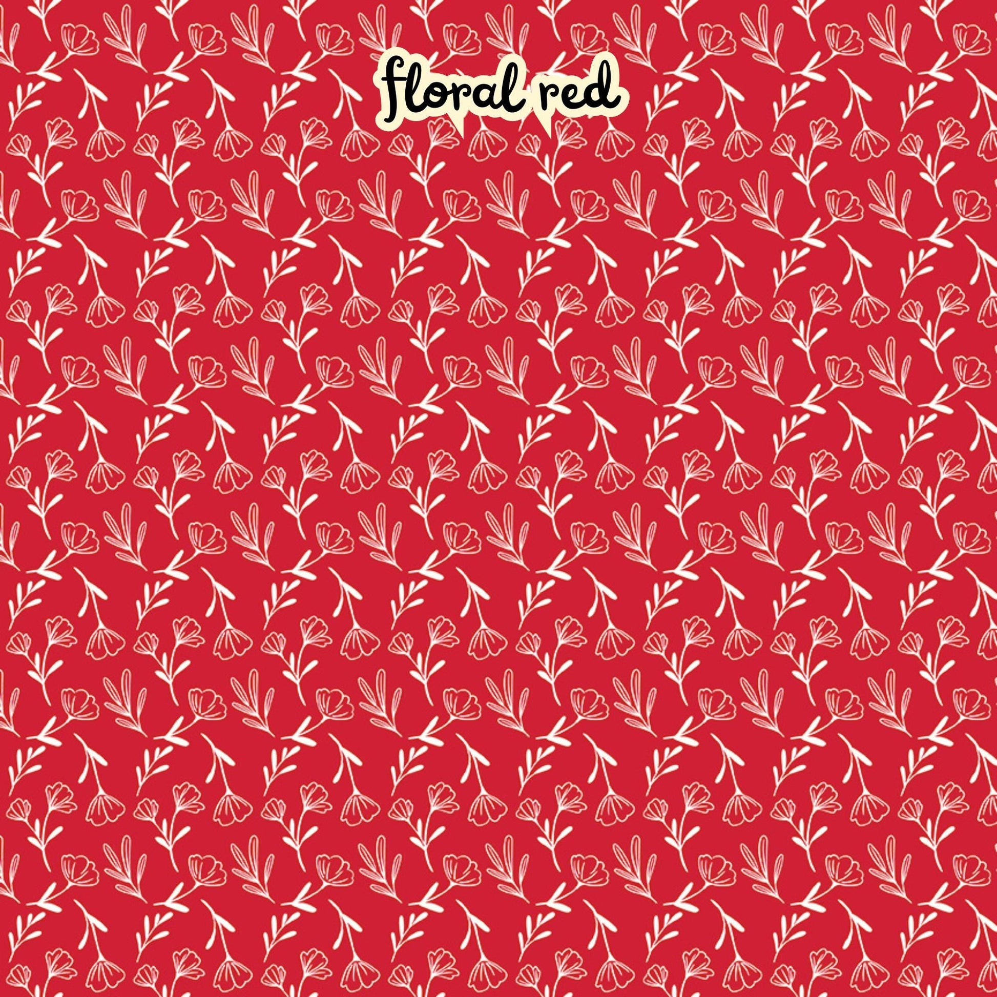 100% cotton fabric collection Radiant Ruby. This pattern is a delicate toss of small floral motifs in white on a red background. Collection is a vibrant "showstopper in scarlet" a two-tone collection which uses only "Schoolhouse" (red) and "Cloud" (off-white) to create a striking aesthetic inspired by the brilliance of a ruby gemstone.  
