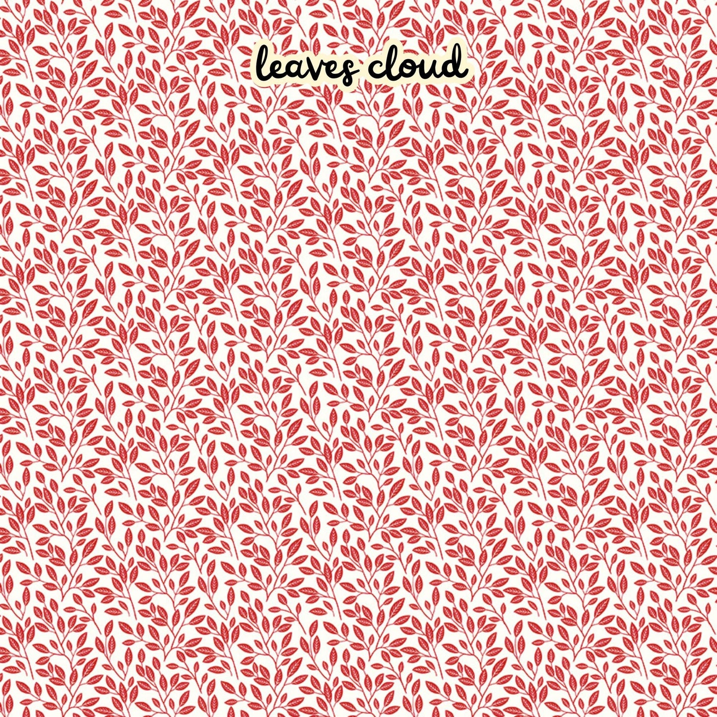 100% cotton fabric collection Radiant Ruby. This one is a  botanical variant featuring red leafy patterns instead of full blooms on a cloud/white background. Collection is a vibrant "showstopper in scarlet" a two-tone collection which uses only "Schoolhouse" (red) and "Cloud" (off-white) to create a striking aesthetic inspired by the brilliance of a ruby gemstone.  													
