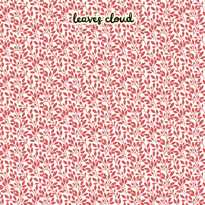 100% cotton fabric collection Radiant Ruby. This one is a  botanical variant featuring red leafy patterns instead of full blooms on a cloud/white background. Collection is a vibrant "showstopper in scarlet" a two-tone collection which uses only "Schoolhouse" (red) and "Cloud" (off-white) to create a striking aesthetic inspired by the brilliance of a ruby gemstone.  													
