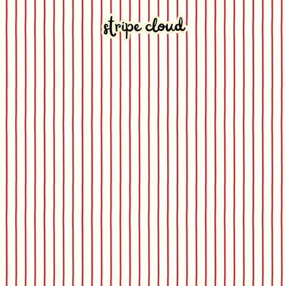 100% cotton fabric collection Radiant Ruby. This pattern is red stripes on a cloud/white background. Collection is a vibrant "showstopper in scarlet" a two-tone collection which uses only "Schoolhouse" (red) and "Cloud" (off-white) to create a striking aesthetic inspired by the brilliance of a ruby gemstone.  	