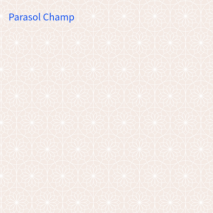 cotton fabric from spoonful of sugar collection called Champagen Parasol design is similar to top of a parasol on creme colored background