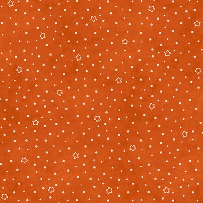 Image shown of pattern Stars & Moons (range: Celestial pattern with stars and moons on a mottled background from the Halloween fabric collection Spooky Stiches from Maywood Studios