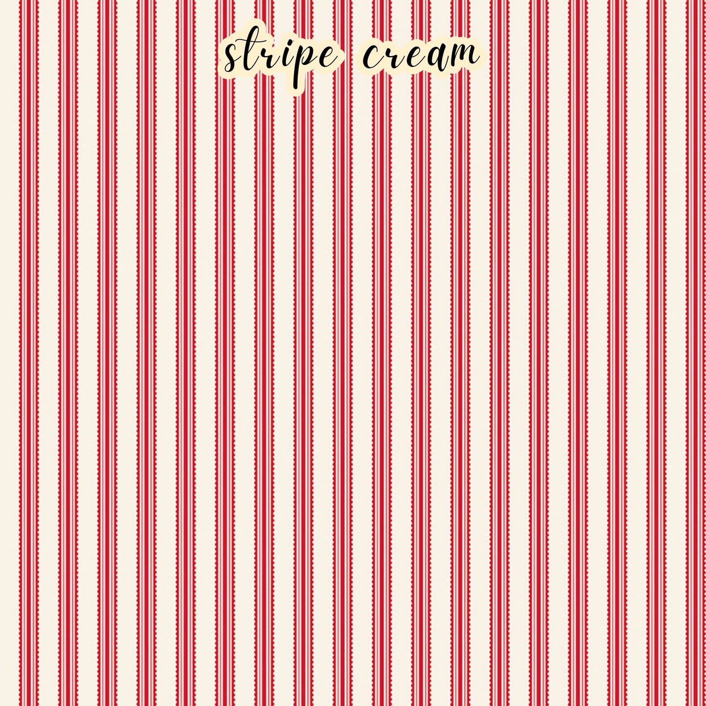 The Letters to Cupid fabric collection, the striped creme pattern features red stripes on a creme colored background. This 100% cotton quilting fabric is 43"/44" wide and is suitable for quilting, apparel, and home decor.