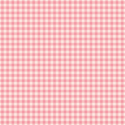 This classic gingham blush pattern from The Sweet Pink collection by My Mind’s Eye for Riley Blake Designs is one of 3 patterns in the collection with the classic check gingham pattern.