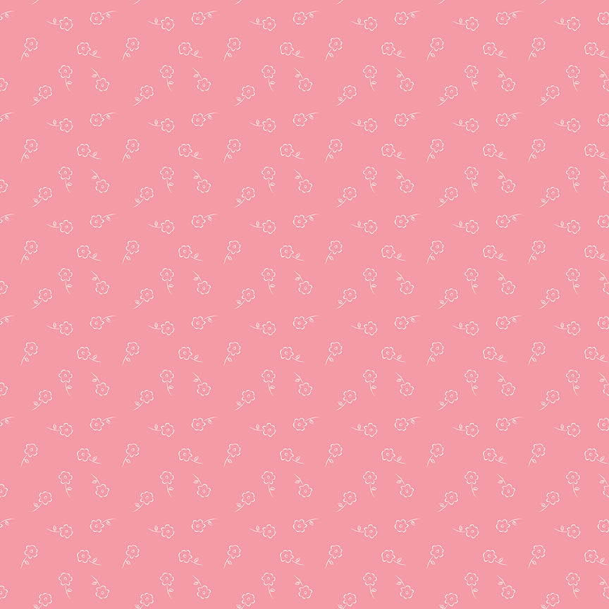 This dainty floral pink pattern from The Sweet Pink collection by My Mind’s Eye for Riley Blake Designs is one of 3 patterns in the collection with A small-scale, intimate ditsy floral print. This image has a pink colored background