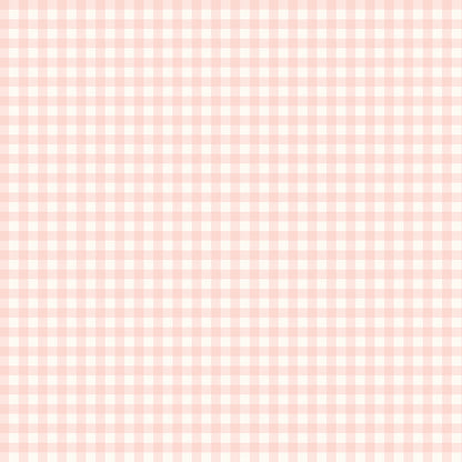 This classic gingham cream pattern from The Sweet Pink collection by My Mind’s Eye for Riley Blake Designs is one of 3 patterns in the collection with the classic check gingham pattern. This image has a cream colored background