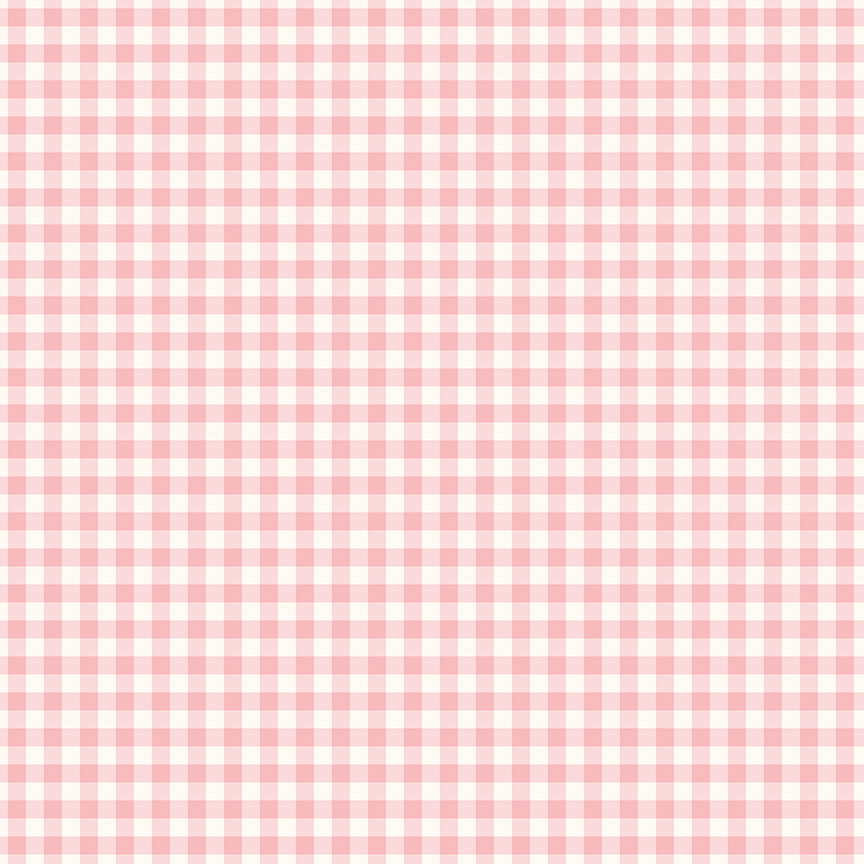 This classic gingham pink pattern from The Sweet Pink collection by My Mind’s Eye for Riley Blake Designs is one of 3 patterns in the collection with the classic check gingham pattern.