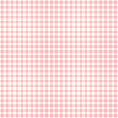 This classic gingham pink pattern from The Sweet Pink collection by My Mind’s Eye for Riley Blake Designs is one of 3 patterns in the collection with the classic check gingham pattern.
