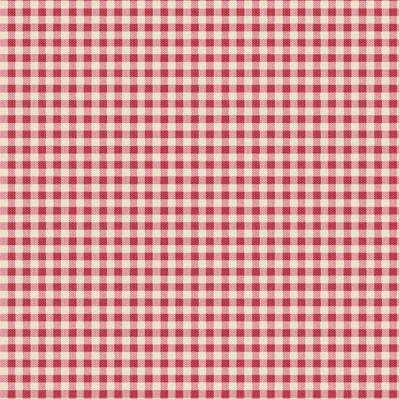 The Tilda Creating Memories Winter bundle patternWoven Gingham Red (160086): A classic, simple woven red-and-white gingham check that is versatile for many projects. The collection is a cozy, seasonal basics line by Tone Finnanger, designed for quilting, dolls, and home decor. Focusing on rich red and muted green palettes, it features small-patterned prints, plaids, and wovens intended for winter, Christmas, or year-round projects.
