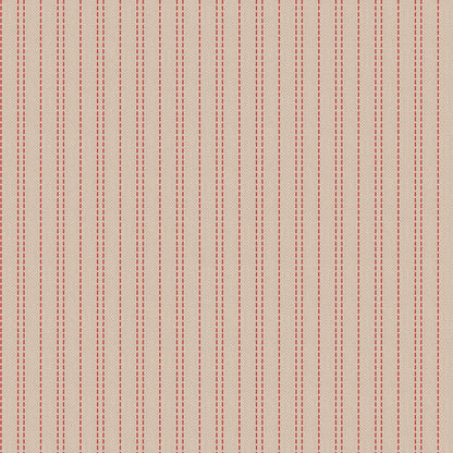 The Tilda Creating Memories Winter bundle pattern Woven Tiny Stripe Red (160084): A very narrow woven stripe (red and white) that offers a traditional, subtle look. The collection is a cozy, seasonal basics line by Tone Finnanger, designed for quilting, dolls, and home decor. Focusing on rich red and muted green palettes, it features small-patterned prints, plaids, and wovens intended for winter, Christmas, or year-round projects.