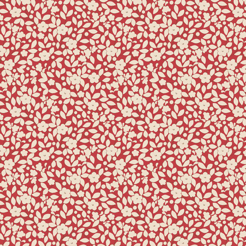 The Avery Red fabric pattern is part of the Tilda Creating Memories Winter collection. This 100% premium cotton fabric features a sweet small-patterned floral design and belongs to the "Winter Reds & Greens" colorway, though its ditsy pattern is versatile enough for year-round projects like classic quilts or small figurative appliqués.