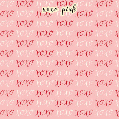 The Letters to Cupid fabric collection, the XoXo pink pattern features red and white XO's on a pink colored background. This 100% cotton quilting fabric is 43"/44" wide and is suitable for quilting, apparel, and home decor.