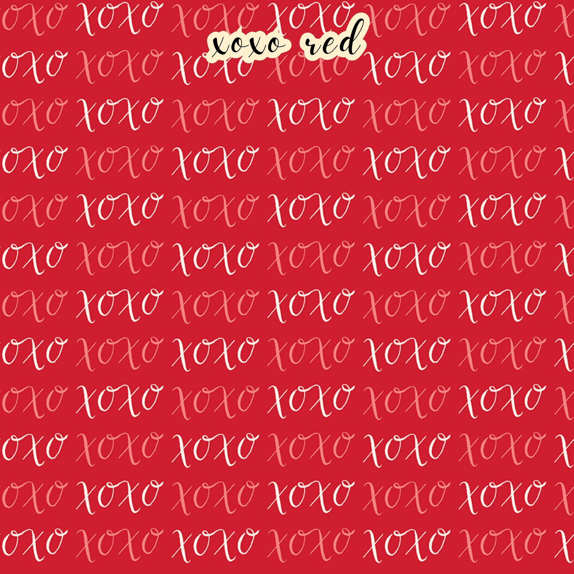 The Letters to Cupid fabric collection, the XoXo red pattern features white and pink XO's on a red colored background. This 100% cotton quilting fabric is 43"/44" wide and is suitable for quilting, apparel, and home decor.